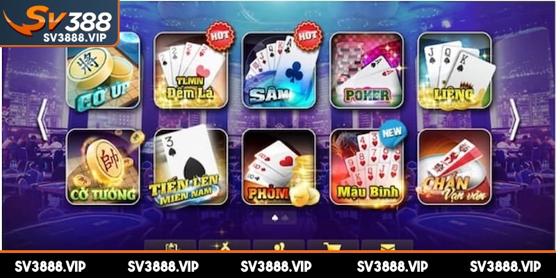 Game bài SV388 nơi hội tụ những trò chơi quen thuộc